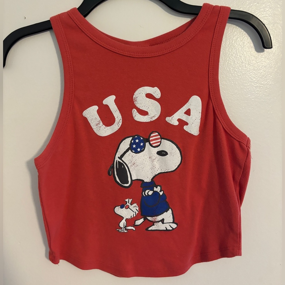 Red USA Peanuts cropped tank